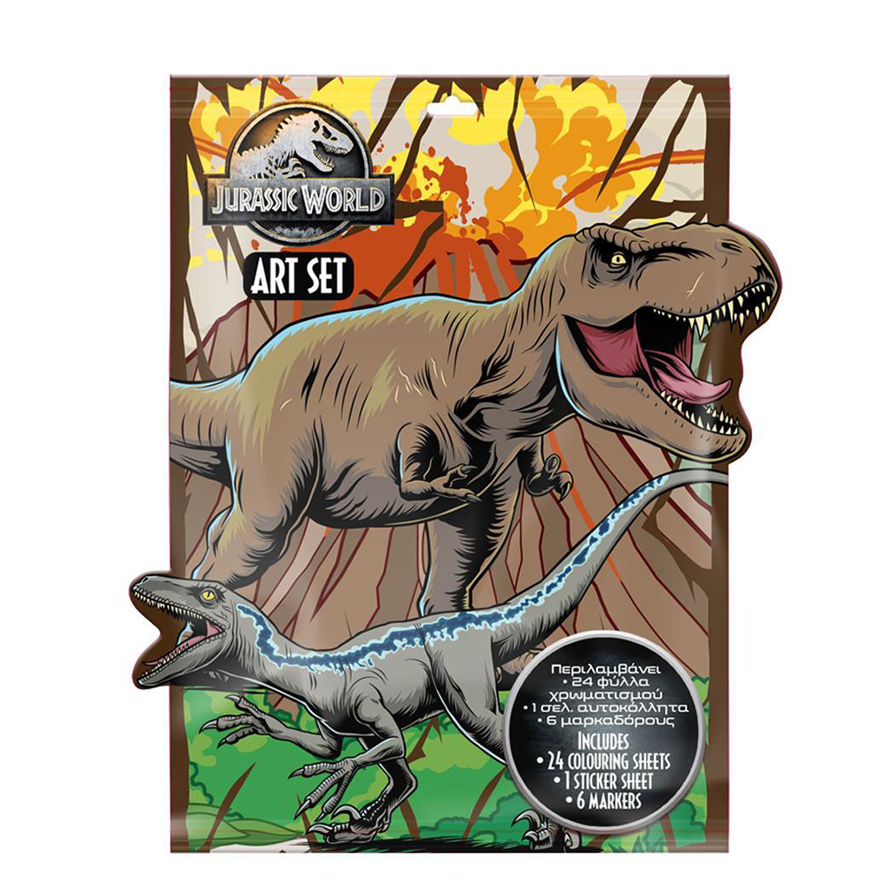 DIAKAKISΠροσχεδιασμένες Σελίδες Χρωματισμού 24Φ  1Σελίδα Αυτοκόλλητα 6Μαρκαδόροι  Μίνι Jurassic Worldpapell.gr