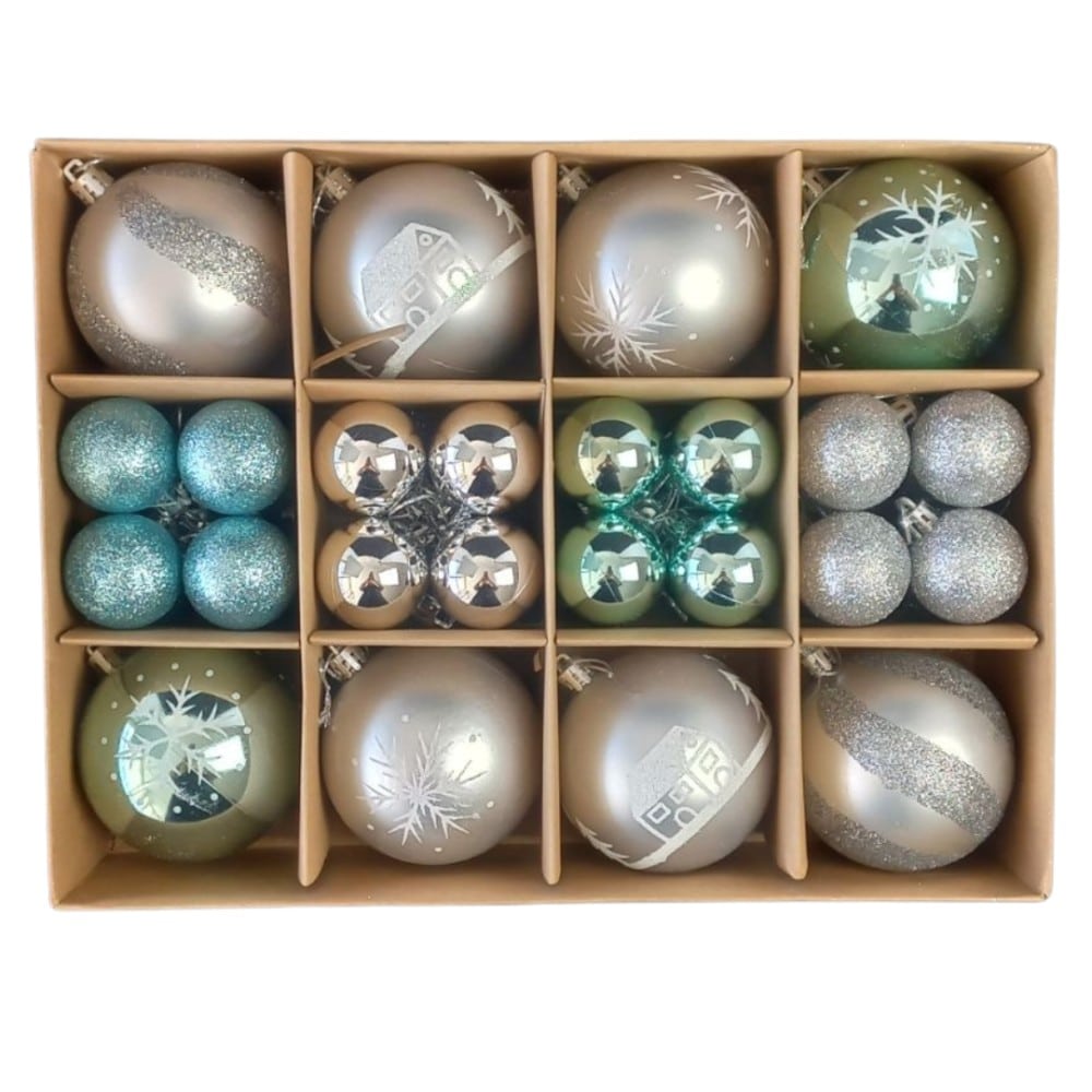 TrademarktΧριστουγεννιατικες Μπαλες Σετ Χρυσες Ματ Γυαλιστερες Glitter Διατρητες Σχεδια 4-8Cm 26Τμχpapell.gr