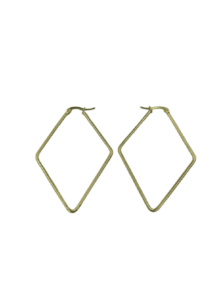 Σκουλαρικια Stainless Steel Σε Σχεδιο Ρομβος Φ4,5 Εκ Χρυσο