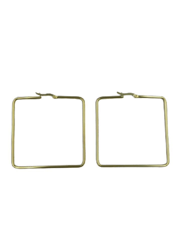 Σκουλαρικια Stainless Steel Τετραγωνο Φ4,5 Εκ Χρυσο
