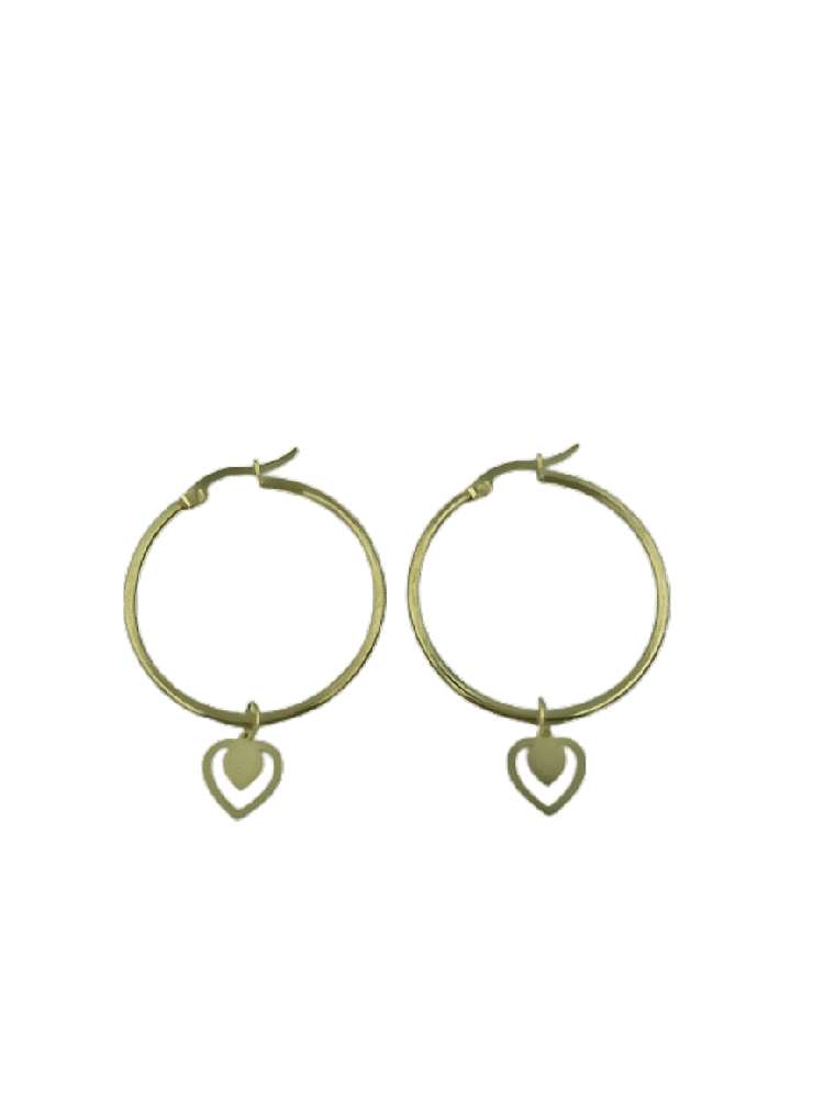 papell.grΣκουλαρικια Stainless Steel Κρικοι Με Σχεδιο Καρδια  Φ3,5 Εκ Χρυσοpapell.gr