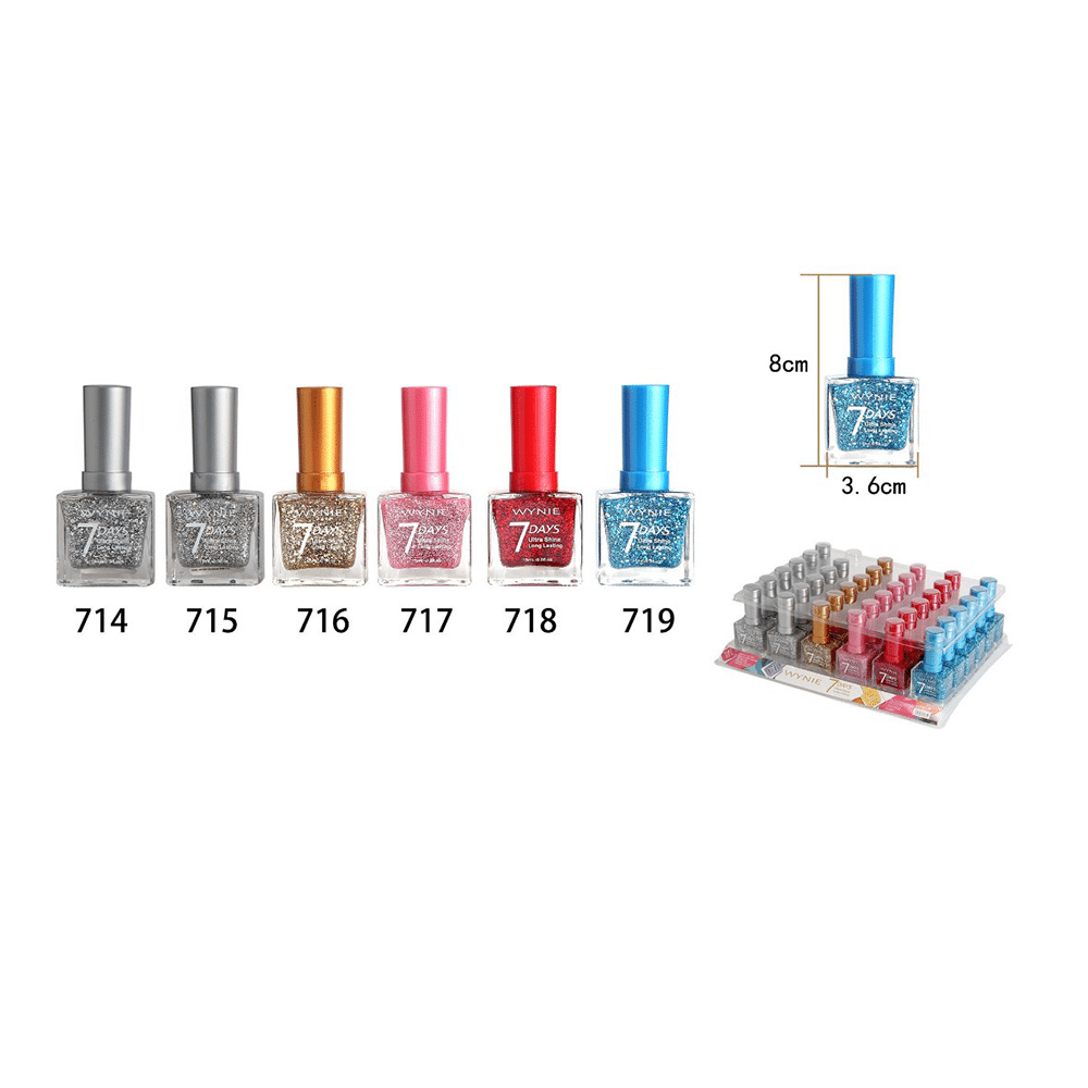 Wynie 7 Days Ultra Shine Long Lasting Βερνικι Νυχιων Glitter 15Ml 5 Χρωματα