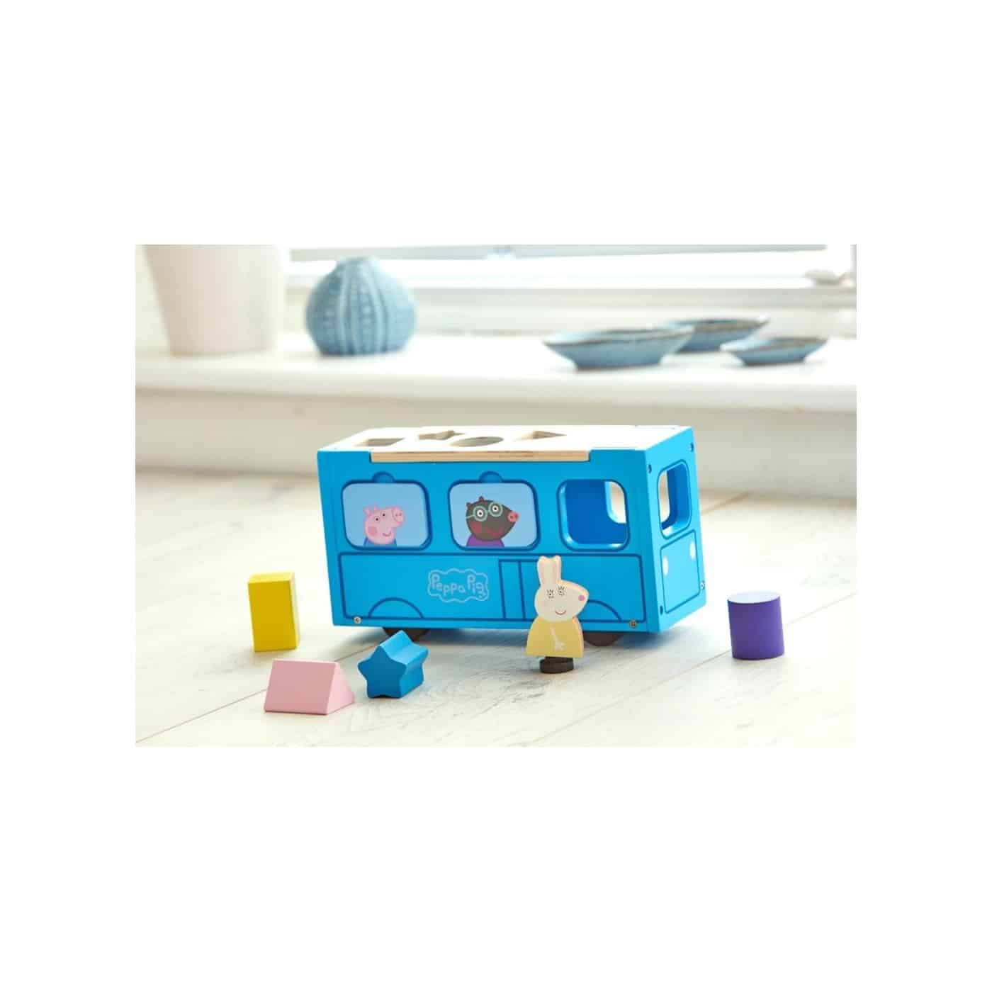 Peppa Pig Ξυλινο Σχολικο Λεωφορειο Με Σχηματα