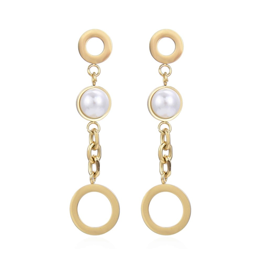 Asimi Σκουλαρικια Κρεμαστα Με Περλα Stainless Steel Επιχρυσα