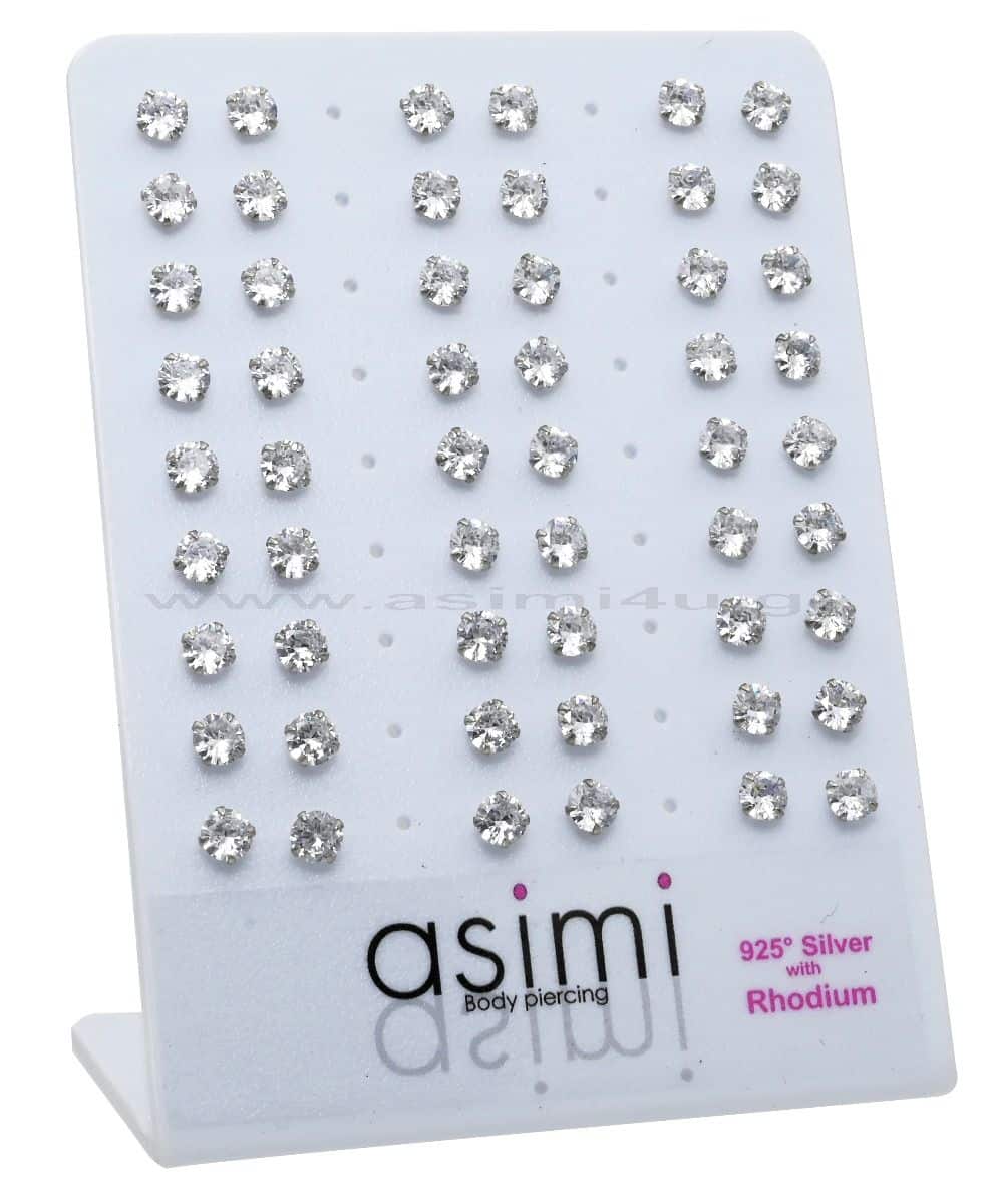 Ασημενιο Επιροδιωμενο Σκουλαρικι 5Μμ Με Ζιρκον