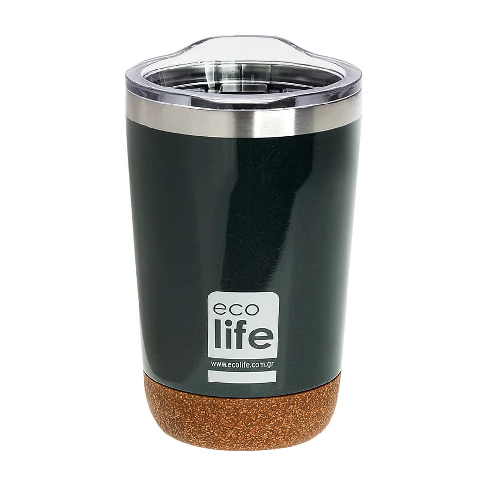 Ecolife Coffee Thermos Dark Green 370Ml Με Διαφανο Καπακι