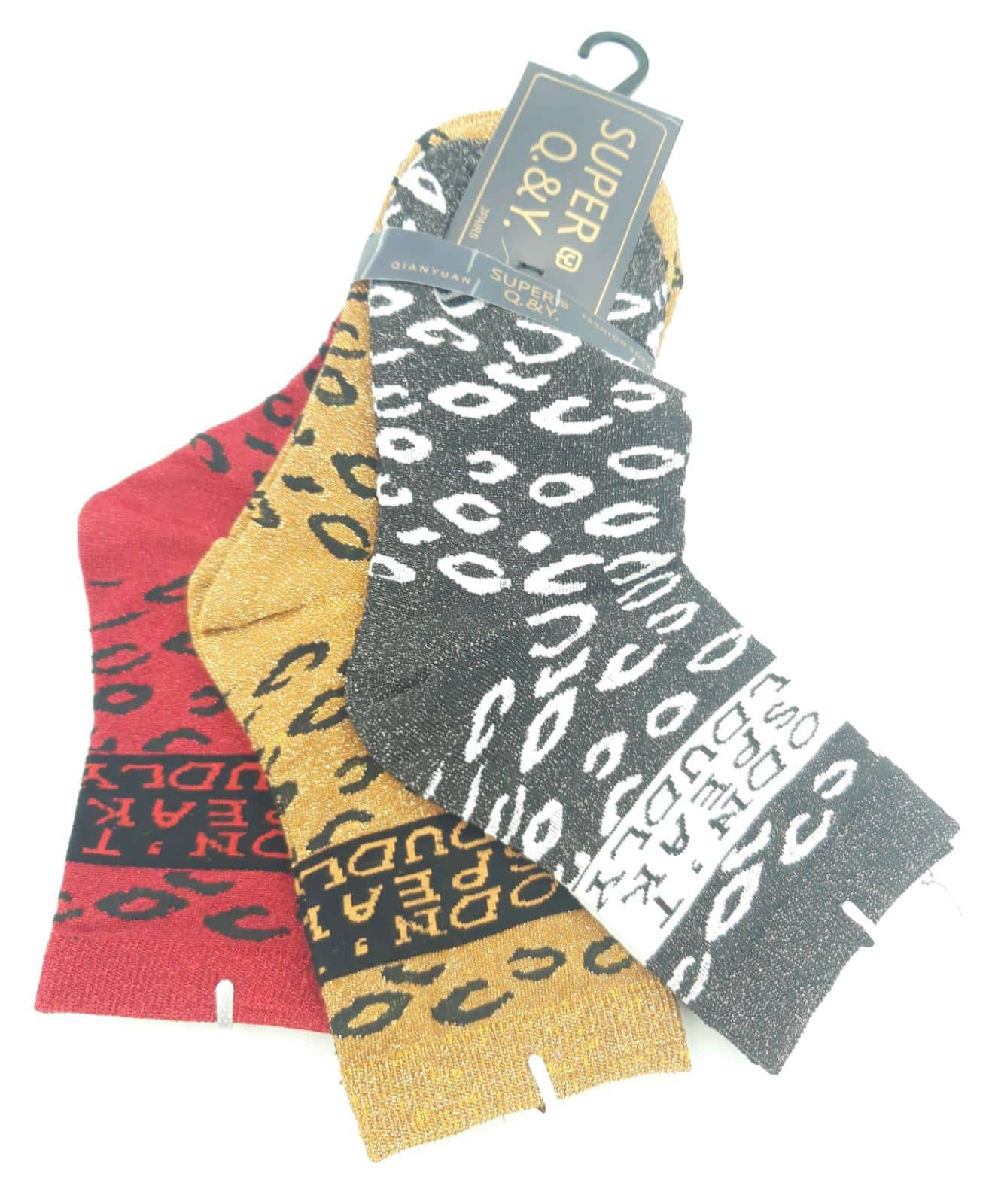 Καλτσες Ψηλες Γυναικειες 3 Ζευγαρια Animal Print Glitter No36-41