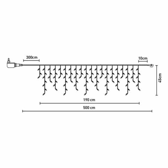 Trademarkt100 Λαμπάκια LED Βροχή Με Μετασχηματιστή Θερμό Λευκό Σταθερό Φως Διάφανο Καλώδιο 190Χ45εκpapell.gr