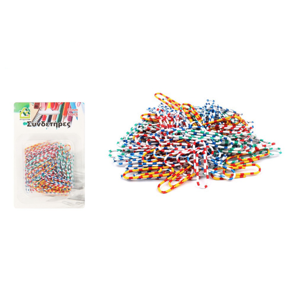 OEMΣυνδετήρες Πολύχρωμοι Ριγέ 33mm  60 Τμχpapell.gr