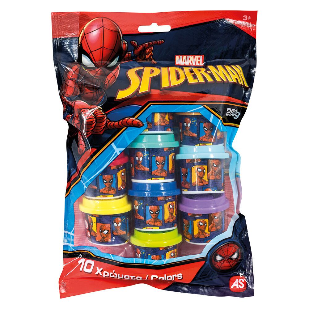 As Πλαστελινη Marvel Spiderman Σακουλακι Με 10 Βαζακια Και Καπακια Καλουπακια 280Gr