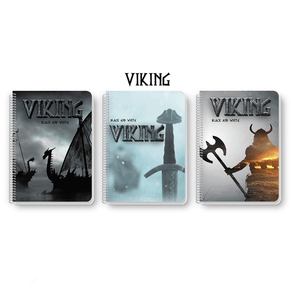 BLACK & WHITEBlack & White Τετραδιο Σπιραλ Viking Α4 3 Θεματαpapell.gr