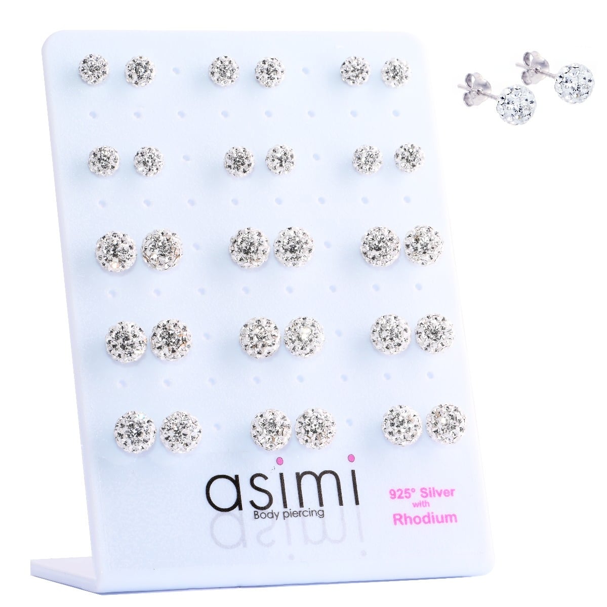 Ασημενια Σκουλαρικια Επιπλατινωμενα Disco Ball Ασημι 6-8Mm