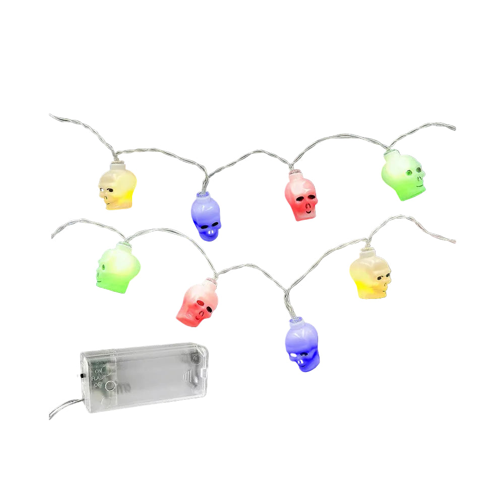 20 LED Λαμπάκια Μπαταρίας Νεκροκεφαλές Πολύχρωμα 2,3m με Controller