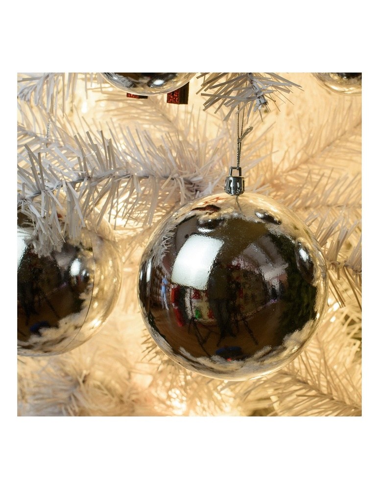 Χριστουγεννιατικες Μπαλες Ασημι 10 Εκ Σετ 2 Τμ