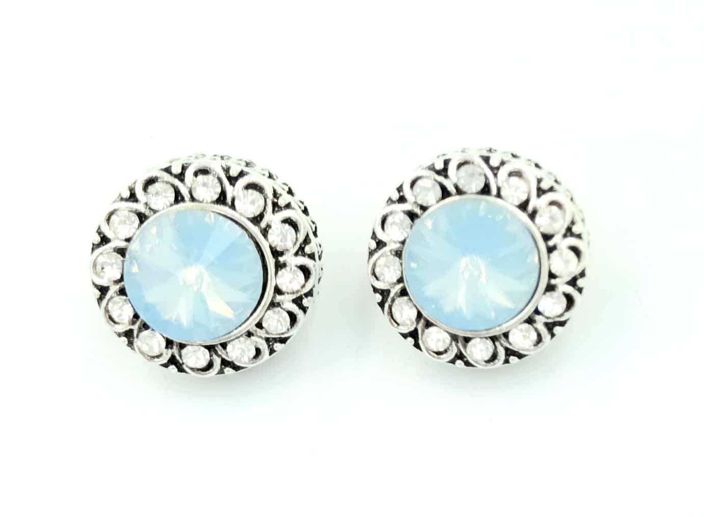 Σκουλαρικια Στρογγυλα Με Στρας Και Μεγαλο Πετραδι Φ2Cm