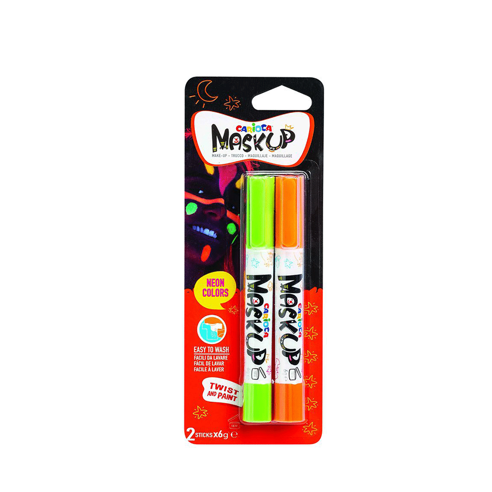 Carioca Mask Up Neon Colors Βαφες Προσωπου 2Pcs Πρασινο-Πορτοκαλι