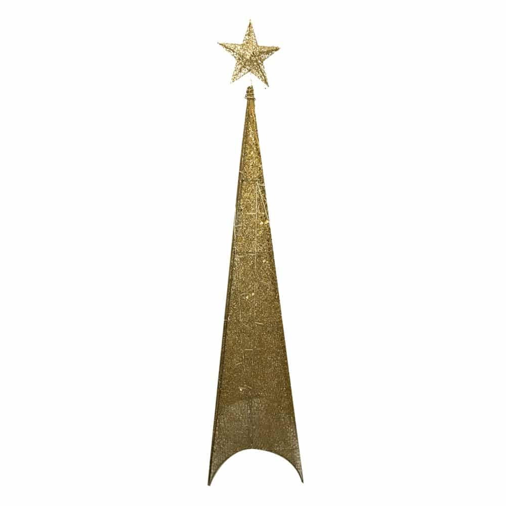 Χριστουγεννιατικο Φωτιζομενο Δεντρο Χρυσο Κορυφη Αστερι 1,30 Μ
