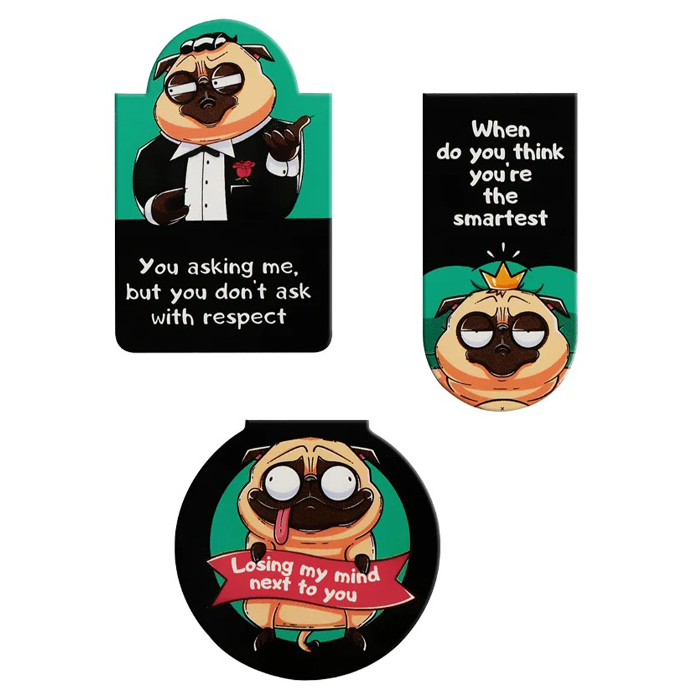Meshu Μαγνητικοί Σελιδοδείκτες Funny Pug 3 Τμχ