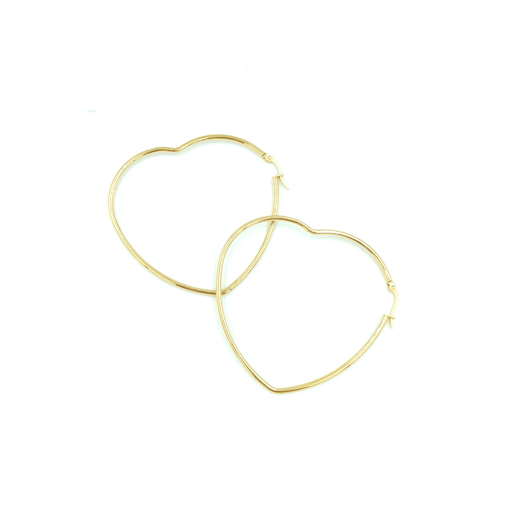 Κρικοι Stainless Steel Σχημα Καρδιας Χρυσο Φ6Cm