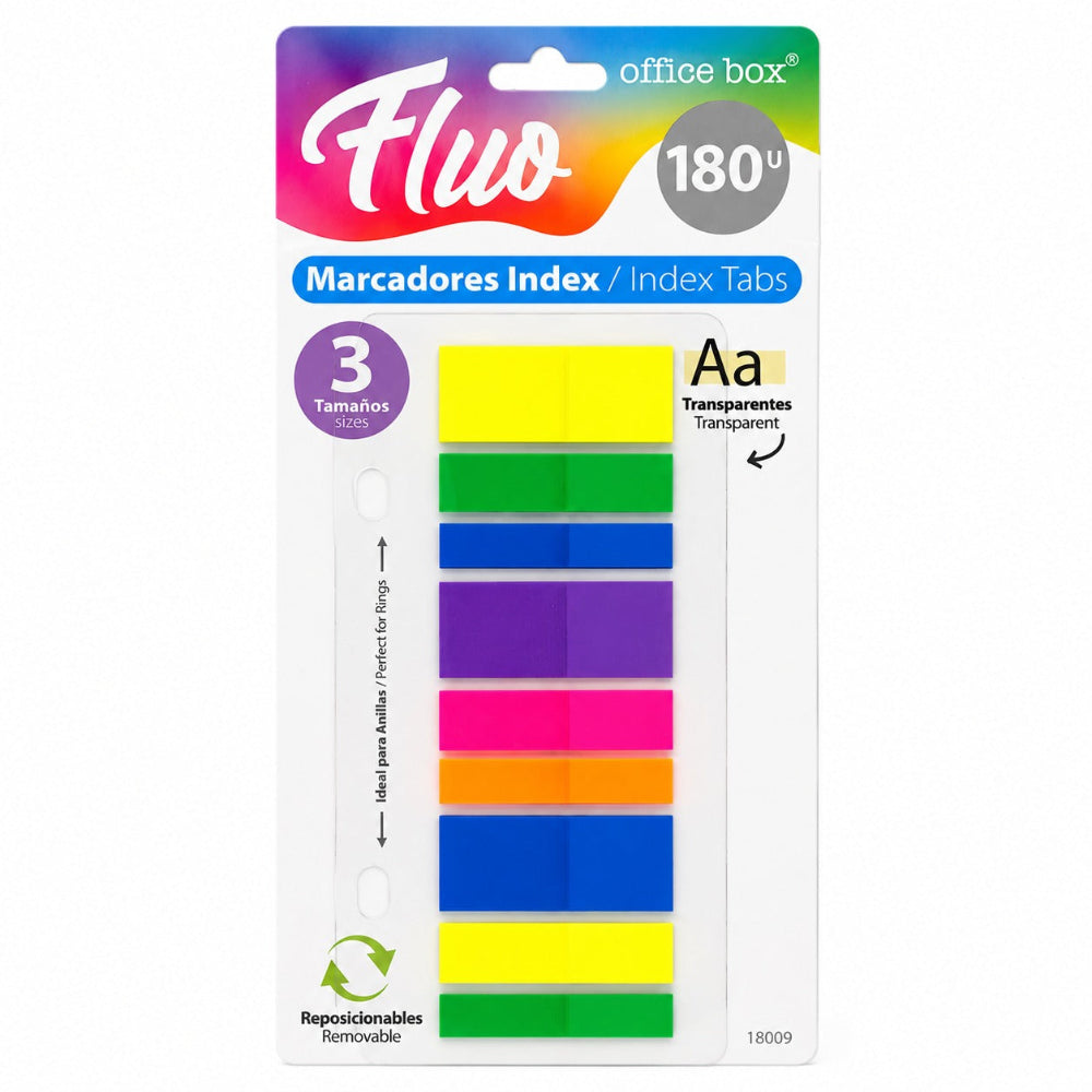 Αυτοκόλλητοι Σελιδοδείκτες 3 Μεγεθών Fluo 0.8x4.4, 1.1x4.4, 1.8x4.4 εκ. 180 Φύλλα