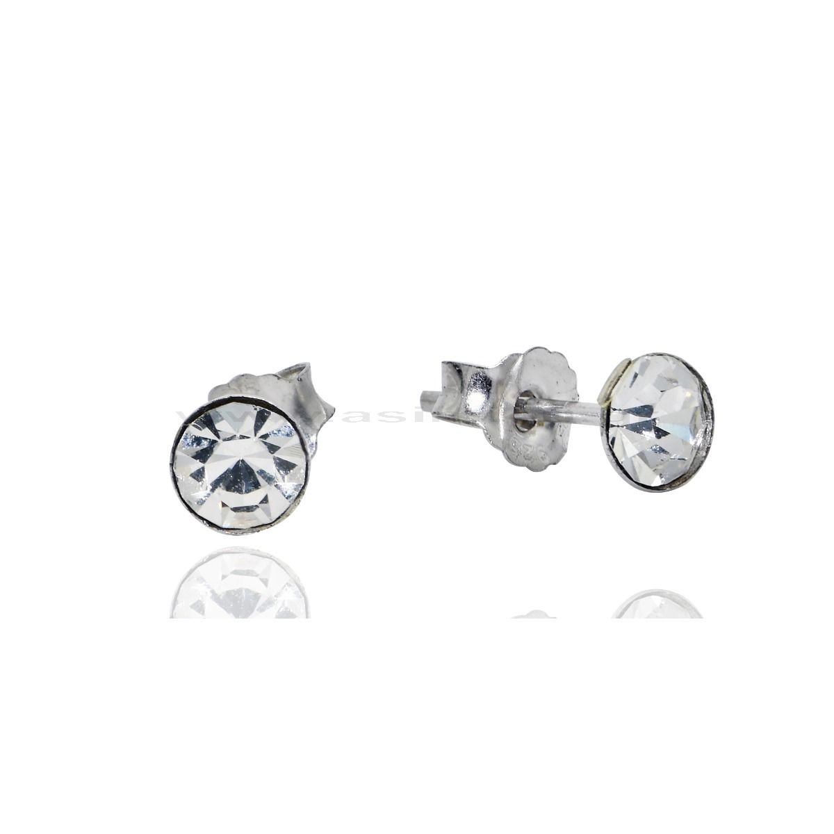 AsimiΑσημενιο Επιροδιωμενο Σκουλαρικι Με Πετρα 4Mmpapell.gr