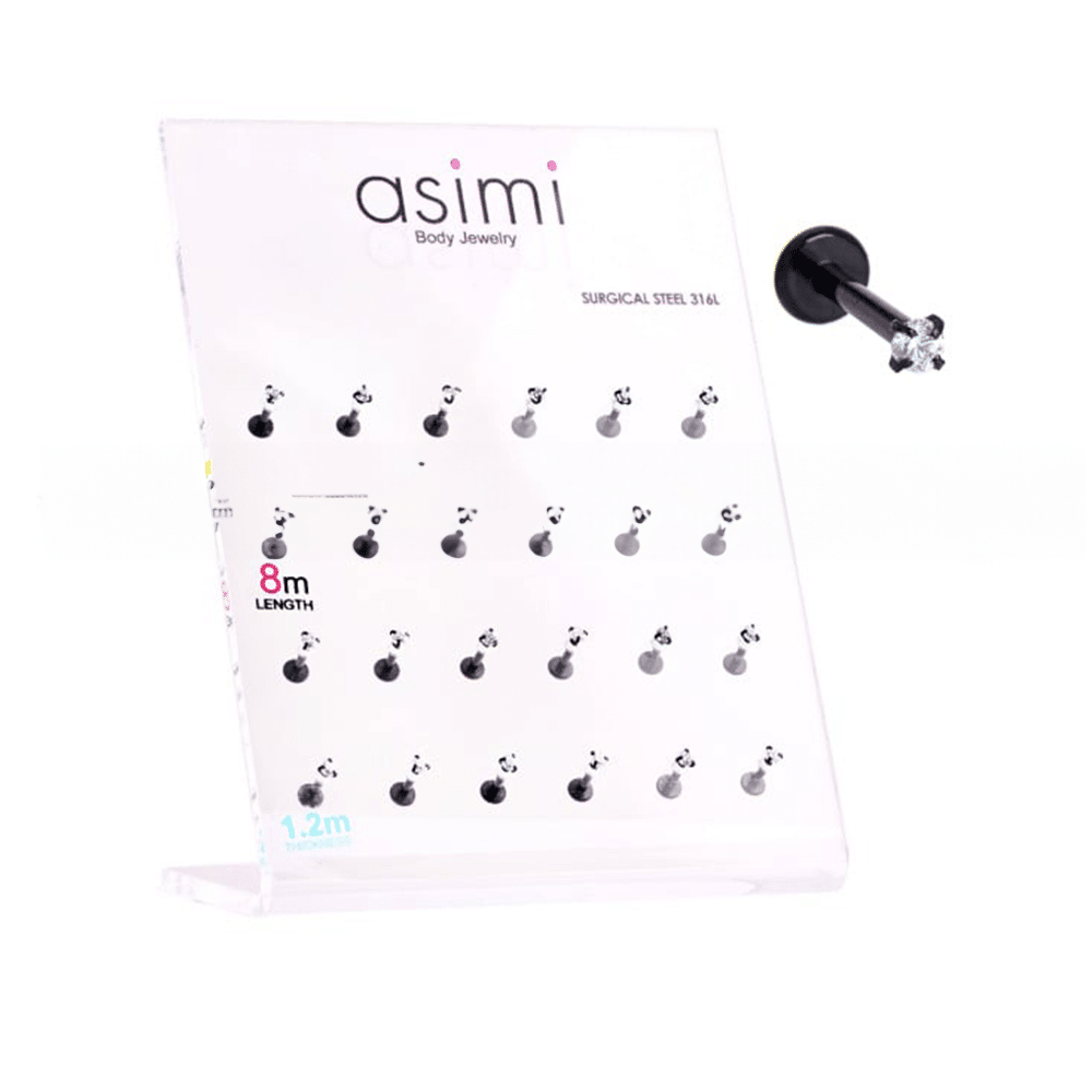 AsimiΣκουλαρικι Χειλιων Μαυρο- Ζιργκον 1.2Χ8Χ2Mm Surgical Steel 316Lpapell.gr