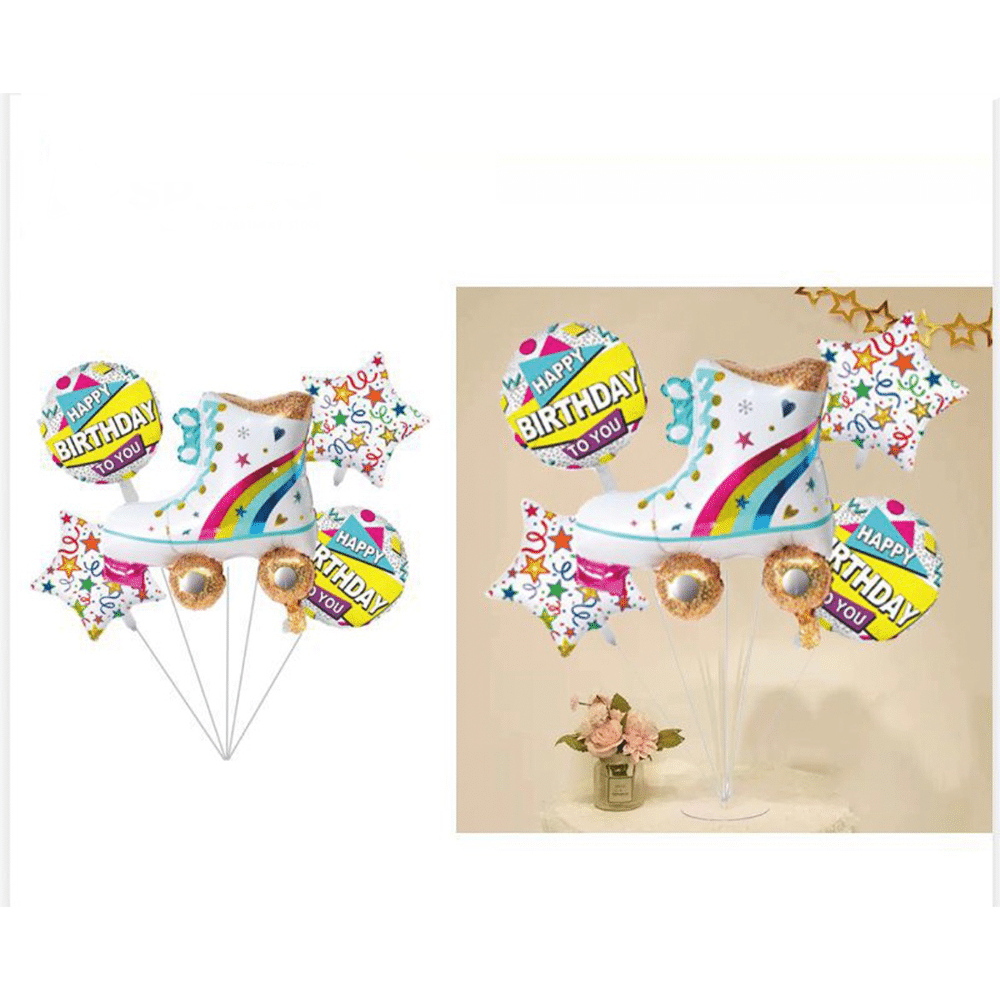 Σετ Μπαλονια Party Λευκο"Happy-Birthday Roller" 5Τμχ