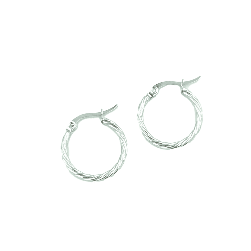 Κρικακια Stainless Steel Γυριστα Χρυσο-Ασημι Φ2Cm