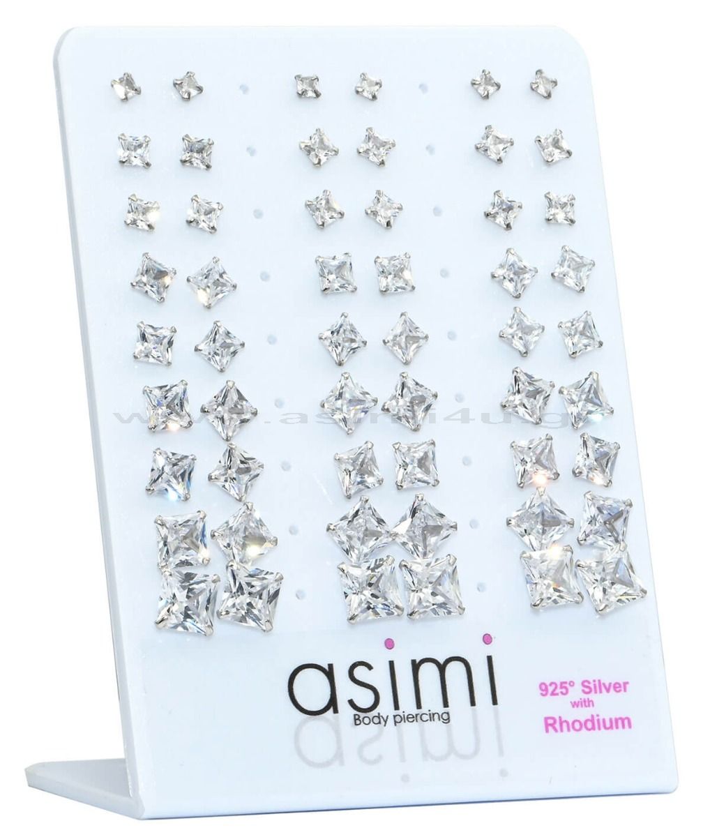 ASIMIΑσημενιο Επιροδιωμενο Τετραγωνο Σκουλαρικι Με Ζιργκον 3-4-5-6-7-8Mmpapell.gr