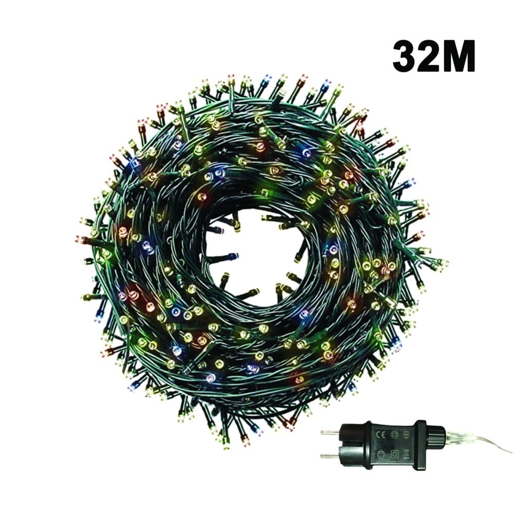Trademarkt500 Λαμπάκια LED Με Μετασχηματιστή Πολύχρωμα Με Πρόγραμμα 32m Πράσινο Καλώδιοpapell.gr