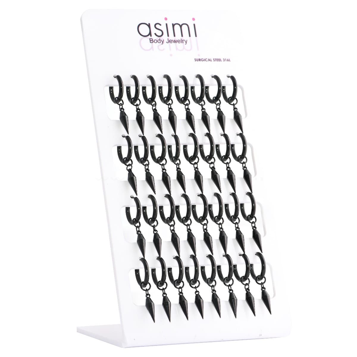 AsimiΣκουλαρικι Surgical Black Hoop With Spike 2,5X12Mmpapell.gr
