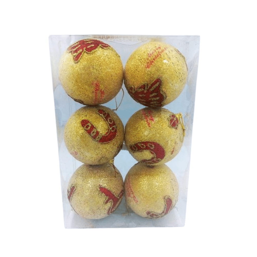 Μπαλα Χρυση Με Glitter 80Mm 6Τμχ