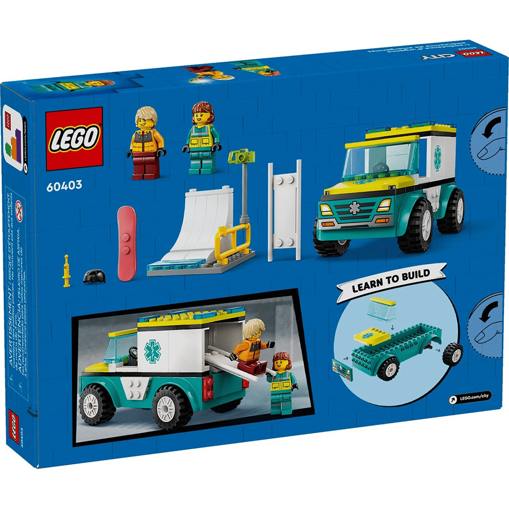 60403 Lego City Emergency Ambulance And Snowboard