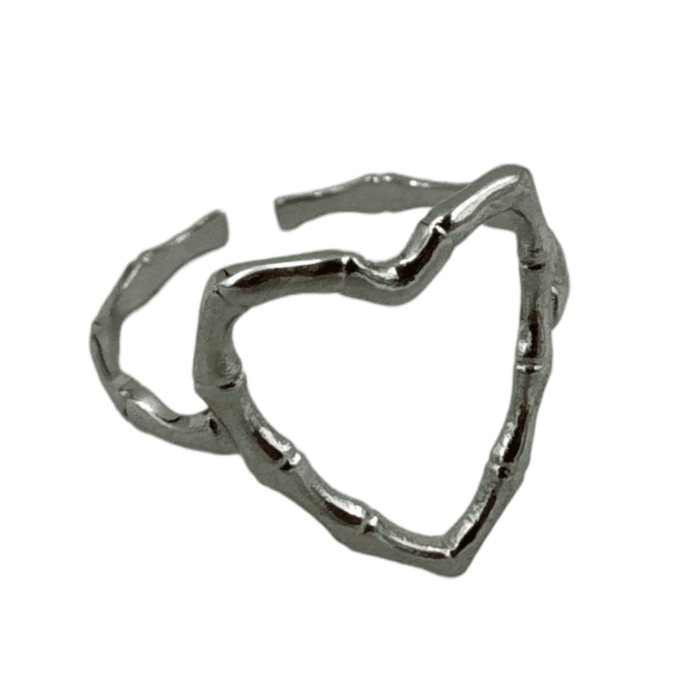 Ασημενιο Δαχτυλιδι Σε Σχημα Καρδια Stainless Steel