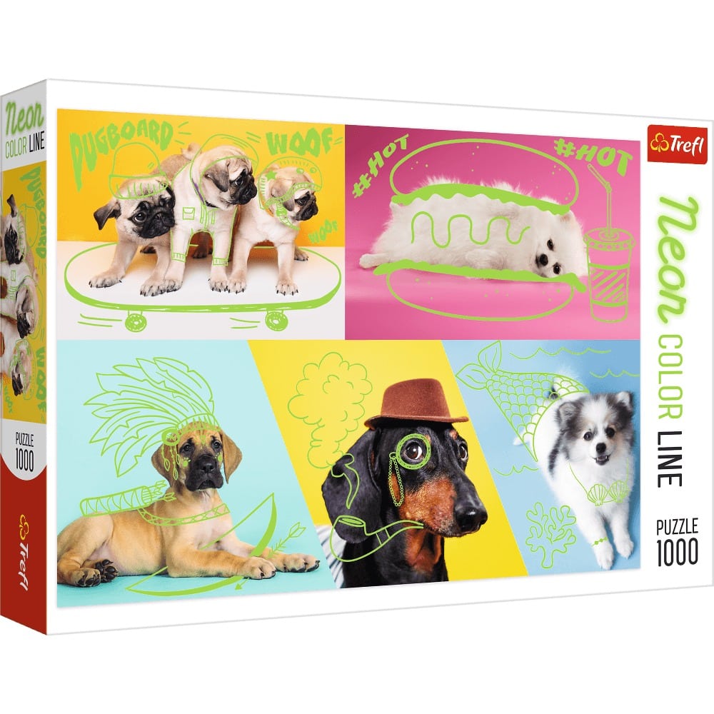 Trefl Puzzle 1000Pcs Neon Color Far Out Cool Dogs