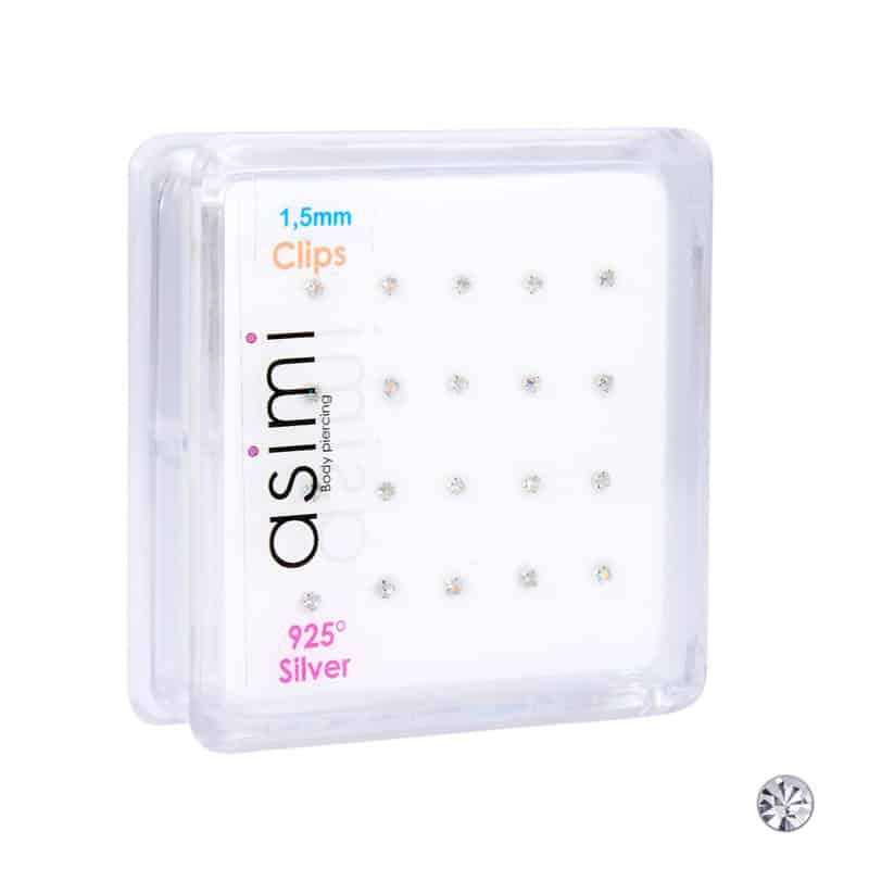 AsimiΑσημενιο Σκουλαρικι Μυτης 1,5Mm Ιριδιζον Με 4 Γατζακιαpapell.gr