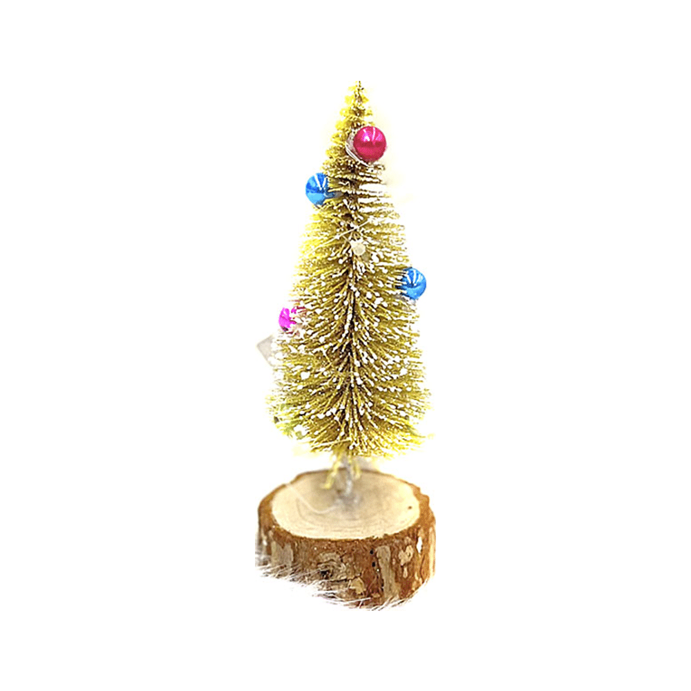 Χριστουγεννιατικο Διακοσμητικο Δεντρακι Χρυσο Με Μπαλιτσες Και Φωτακια 15Cm