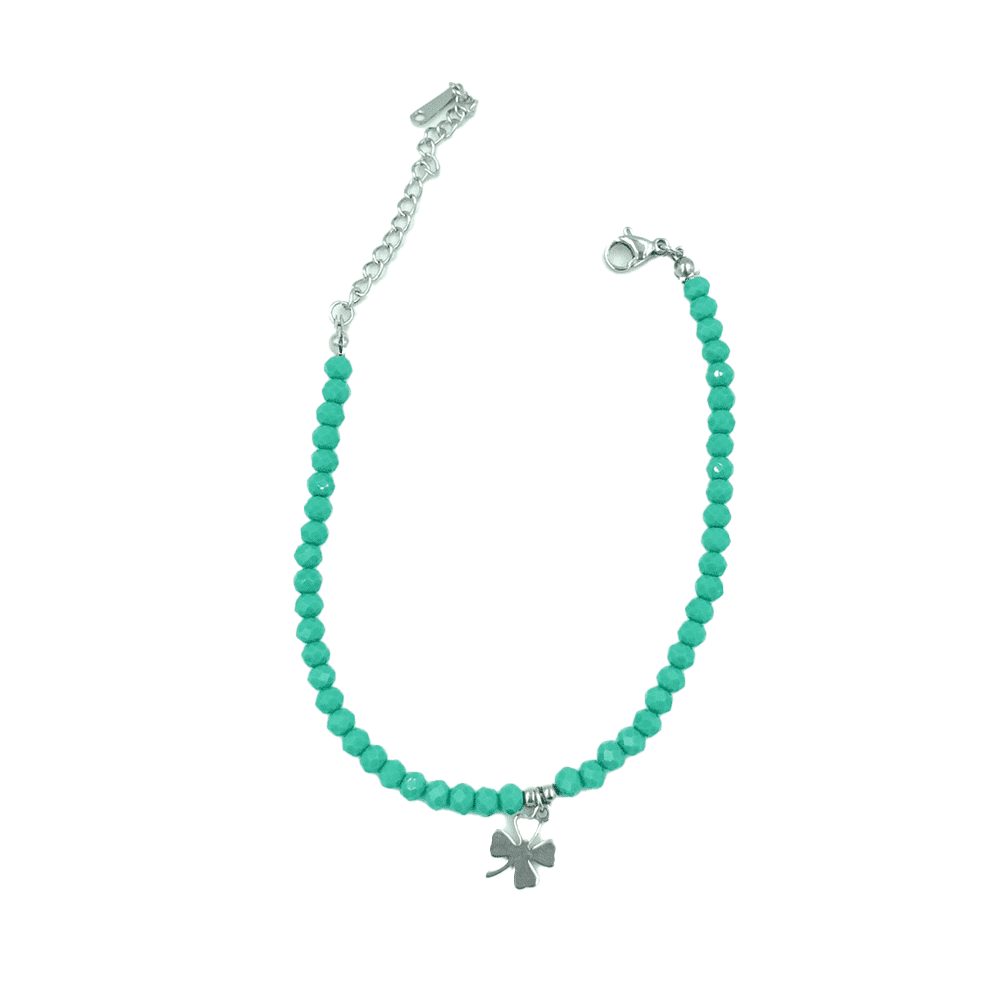 Βραχιολι Stainless Steel Τετραφυλλο Τριφυλλι Με Χαντρες Διαφορα Χρωματα