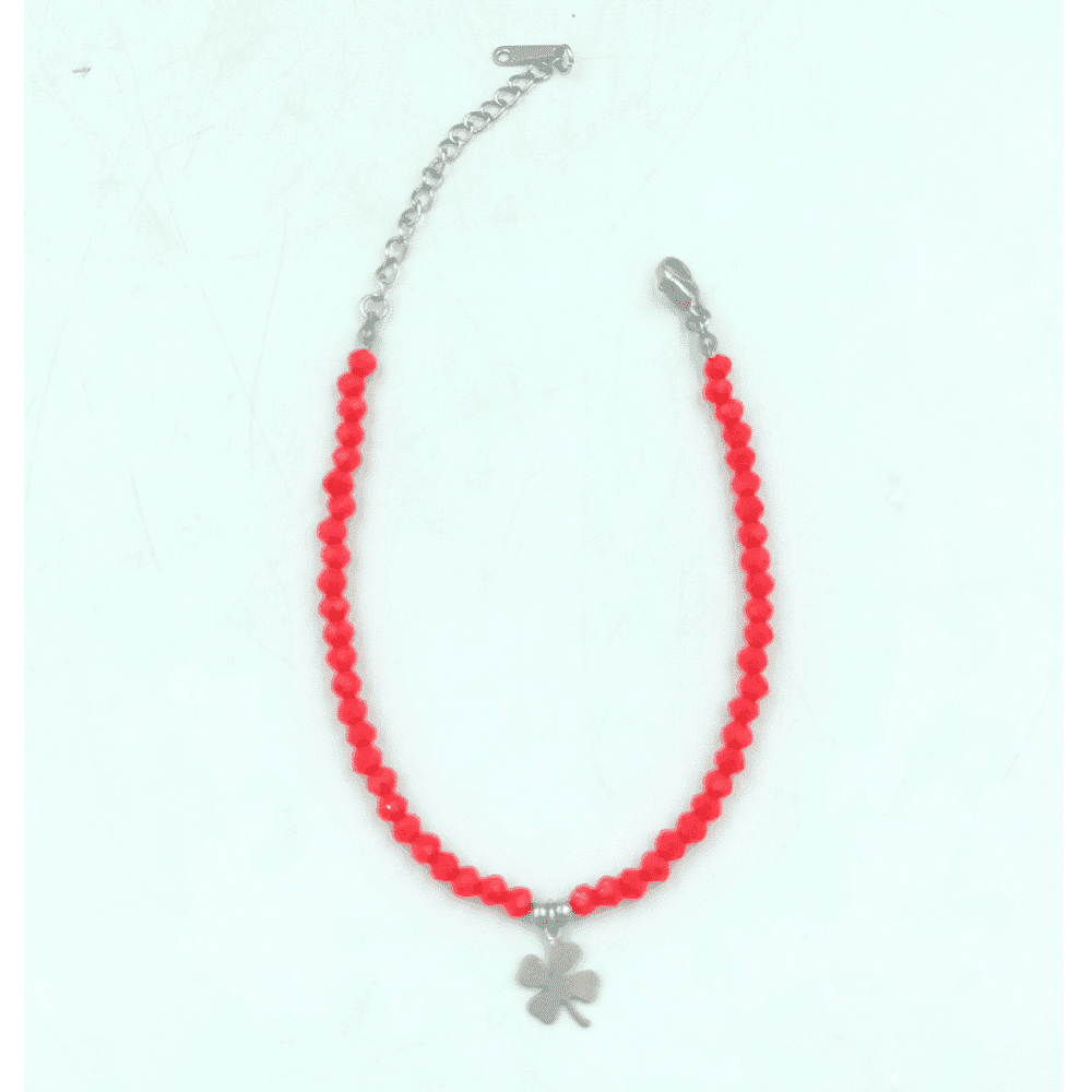 Βραχιολι Stainless Steel Τετραφυλλο Τριφυλλι Με Χαντρες Διαφορα Χρωματα