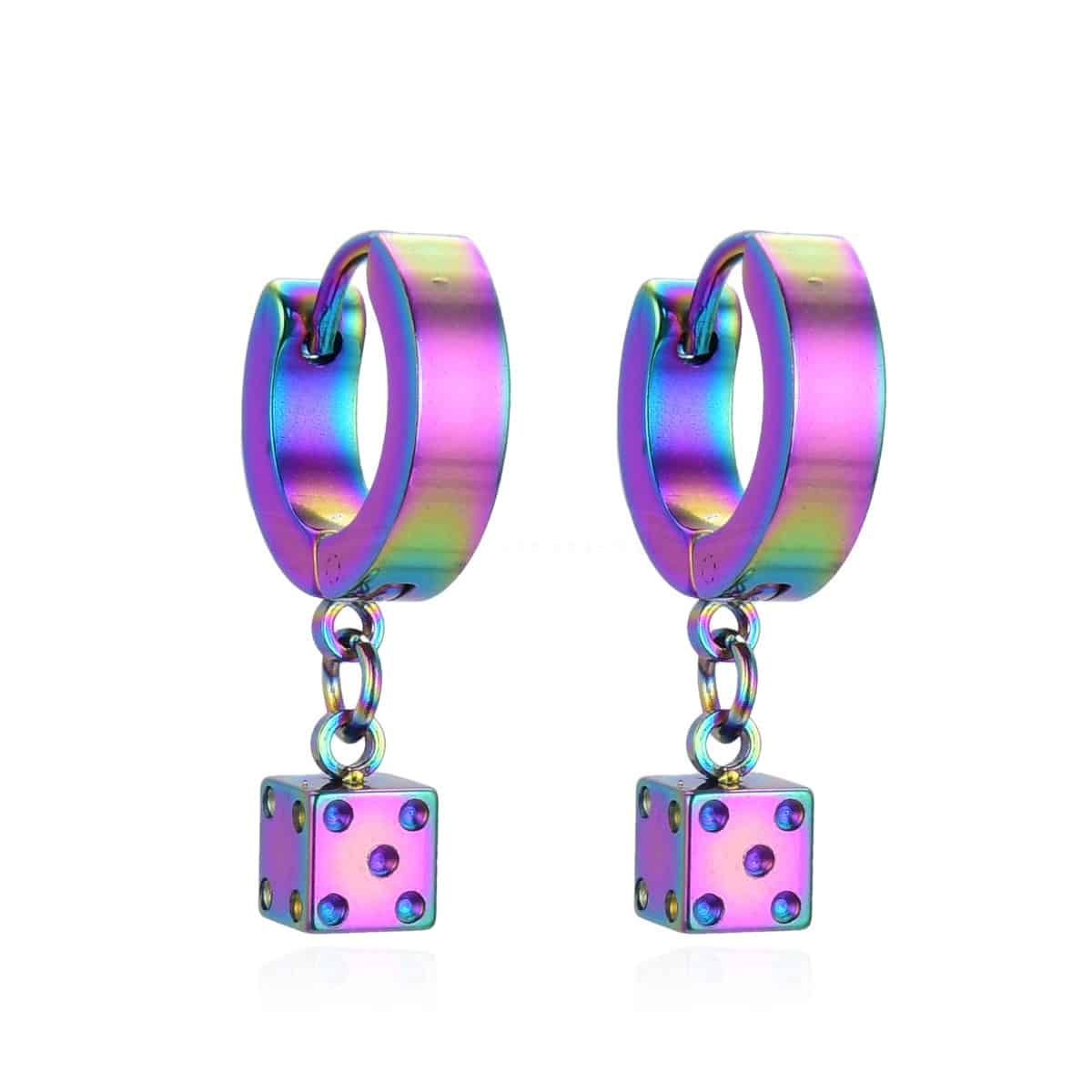 Σκουλαρικι Surgical Steel Rainbow Hoop Με Ζαρι