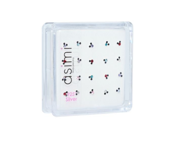 Ασημενιο Σκουλαρικι Μυτης 2Mm 3 Στρας