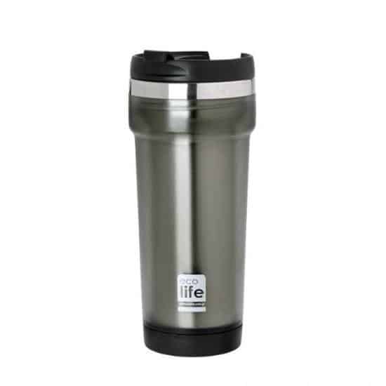 Ecolife Coffee Thermos Mug Plast/S.S. -Grey 420Ml