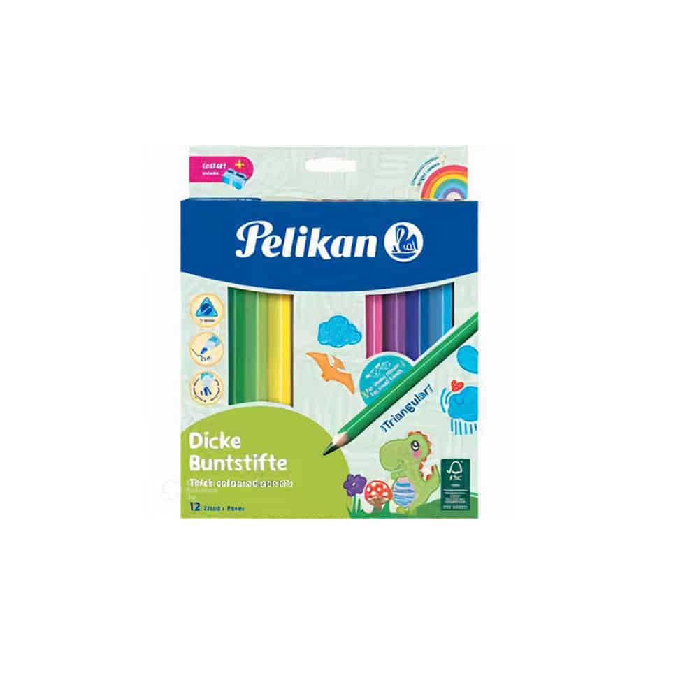 PELIKANPelikan Ξυλομπογιες Jumbo Τριγωνικες Με Ξυστρα 12 Τμχpapell.gr
