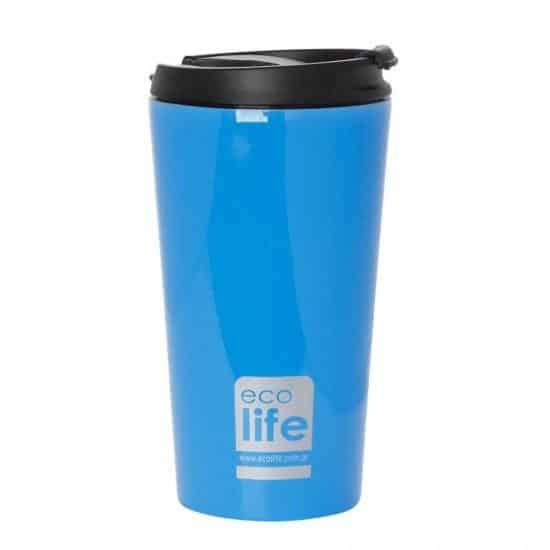 Ecolife Coffee Thermos Απο Ανοξειδωτο Ατσαλι Sky Blue 370Ml