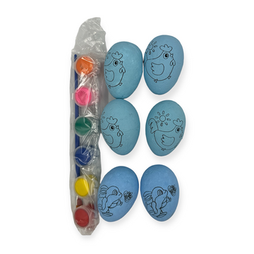 Σετ πασχαλινά αυγά ζωγραφικής 2 χρώματα με νερομπογιές 4χ6 εκ  6 τμχ
