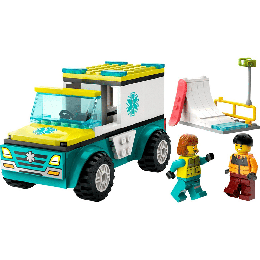 60403 Lego City Emergency Ambulance And Snowboard