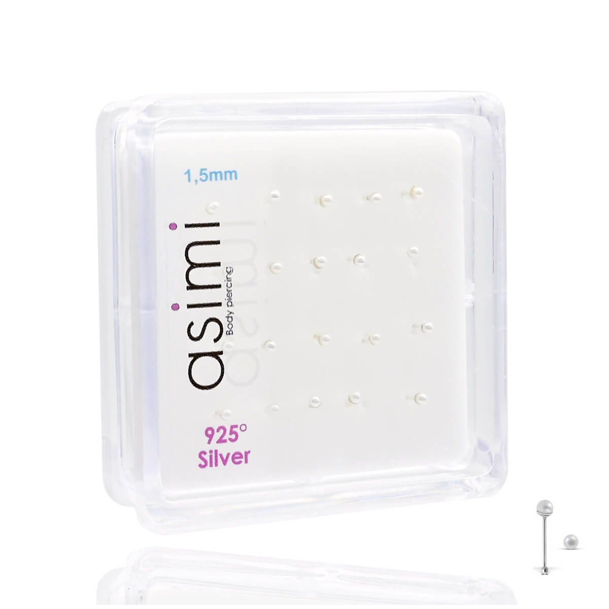 AsimiΑσημενιο Σκουλαρικι Μυτης Περλα 1,5Mmpapell.gr