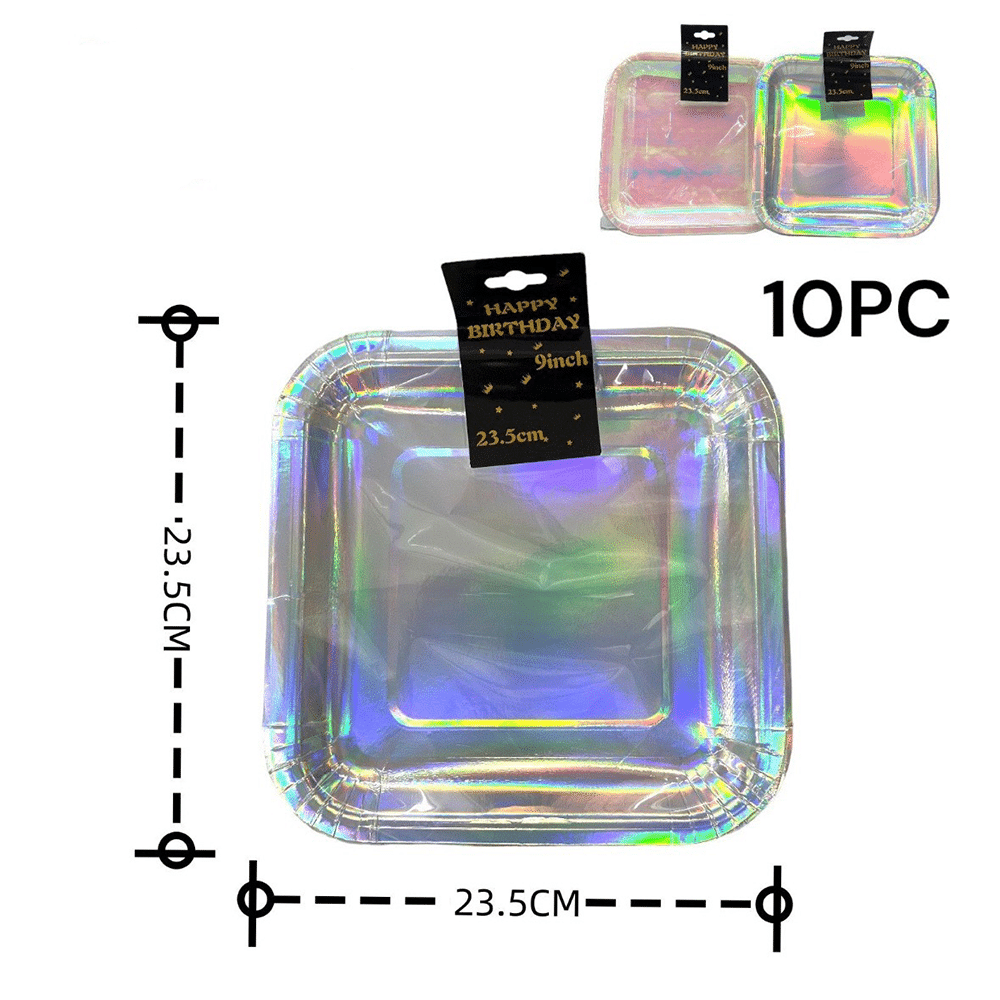 Πιατακια Party Τετραγωνα Ιριδιζον Χρωμα 23.5Cm 10Pcs