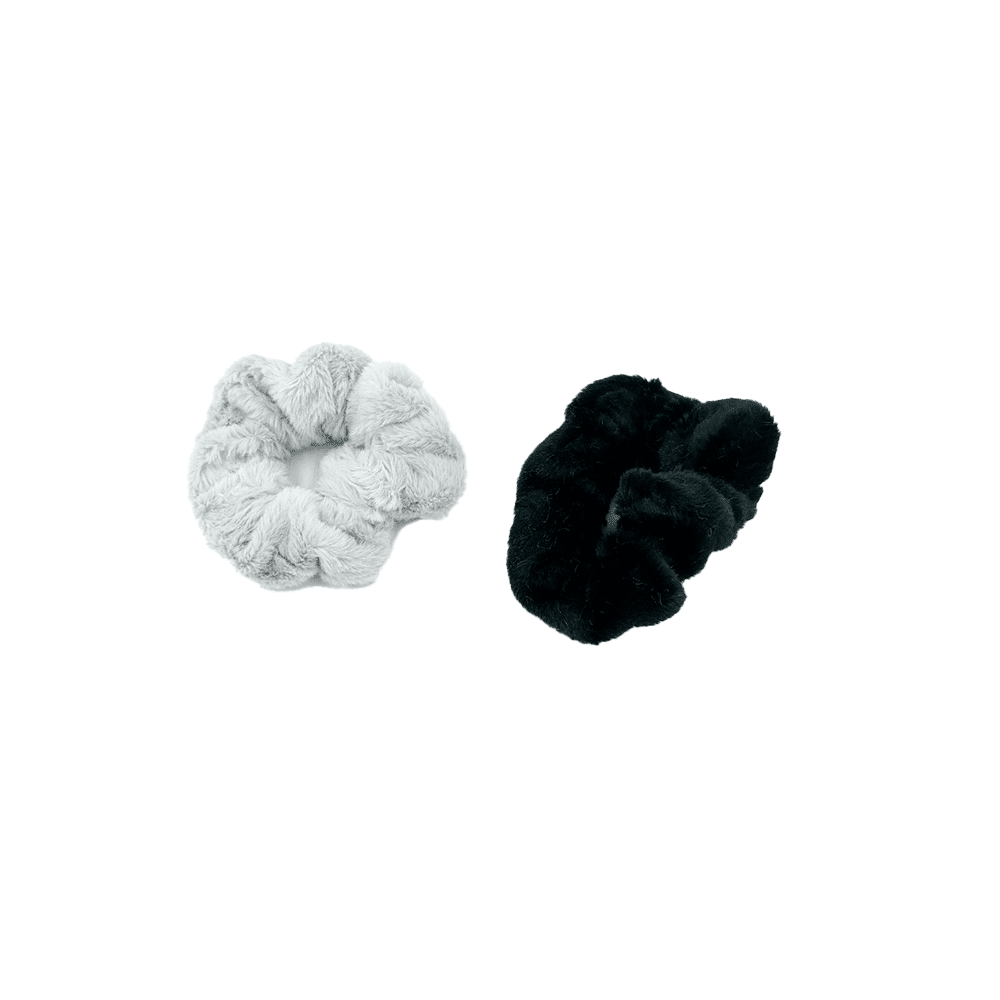 Scrunchies Μαλλιων Γουνινα Μονοχρωμα 2Τμχ
