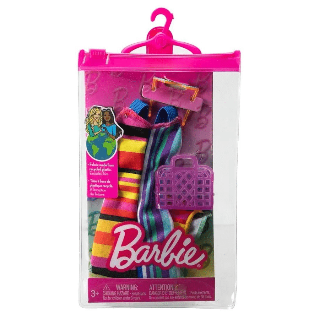 Mattel Barbie Complete Look - Βραδινa Σyνολα Ριγέ Φoρεμα Με Αξεσουaρ